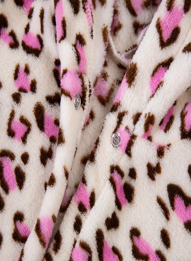 Anicosp Kids Toddler Cartoon Hooded Plush Robe Leopard Pajamas Fleece Bathrobe Children Sleepwear (US, Age, 8 Years, 9 Years, Leopard robe) - Image 4