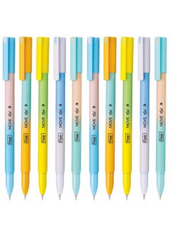 Flair FLAIR Move Gel Pen | Minimalistic & Aesthetic Matt Finish Pastel Body Colors | Effortless Writing With Sleek Clip Design | Blue Ink, Set Of 10  - Image 1