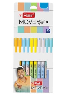 Flair FLAIR Move Gel Pen | Minimalistic & Aesthetic Matt Finish Pastel Body Colors | Effortless Writing With Sleek Clip Design | Blue Ink, Set Of 10  - Image 2