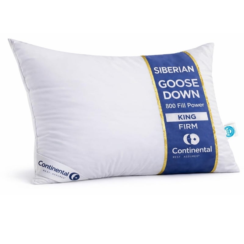 Continental Bedding Siberian Goose Down Pillow 800 Fill Power White Goose Down 400 Thread Count 100 Cotton Shell Soft Medium Firm Loft Options Handcrafted in USA - Image 2