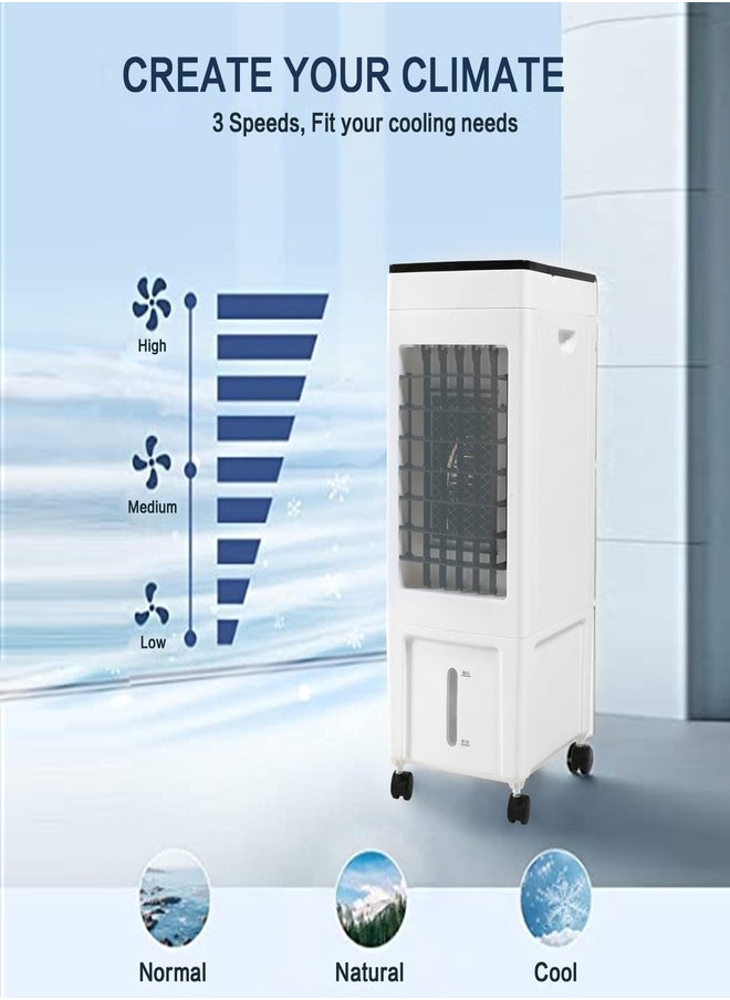 Generic - Evaporative Air Cooler, Portable Air Conditioner with Remote and Touch Control, Air Cooler with 3 Speeds, 8H Timer, 8L Water Tank, 4 Ice Packs for Home, Office, White - Image 1