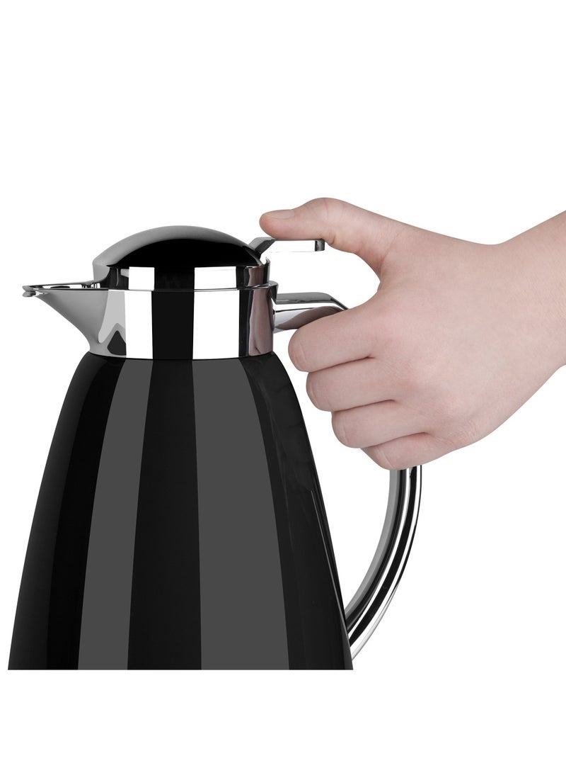 emsa Campo Vacuum Flask  1L  100  Leak Proof  Quick Tip Closure  12 Standard Hot 24 Cold  In Chrome  Stainless Steel  - Image 5