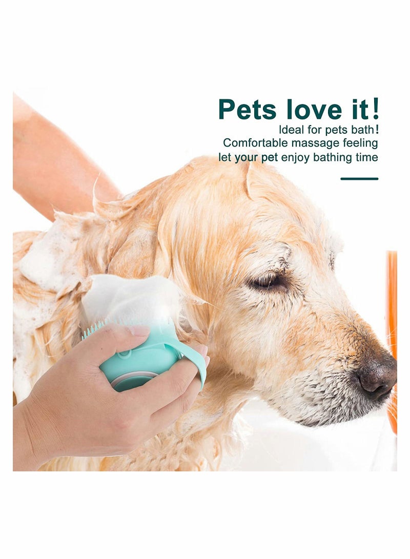 KASTWAVE Dog Cat Bath Brush Comb, Pet Grooming Soothe Massage Brush with Shampoo Dispenser Soft Silicone Bristle - Image 2