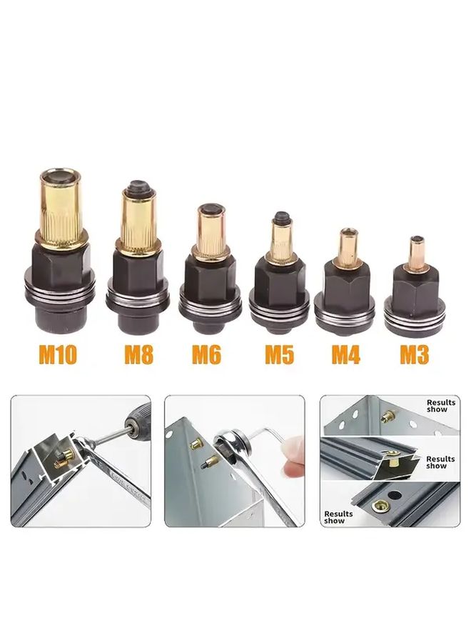58 Pcs 3 In 1 Carbon Steel Riveting Tool Set Manual Rivet Gun Kit For M3 To M10 Nuts - Image 4