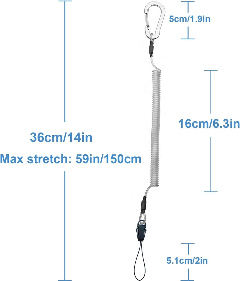 Lix&Rix Coiled Lanyards with Carabiner, Ring and Quick Release Detachable Buckle for Fishing Equipment Keys, Cards, Tools - Image 2