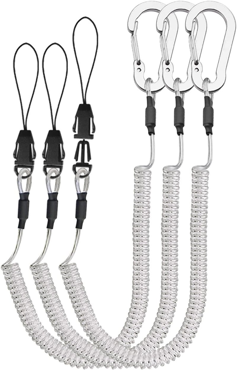 Lix&Rix Coiled Lanyards with Carabiner, Ring and Quick Release Detachable Buckle for Fishing Equipment Keys, Cards, Tools - Image 1
