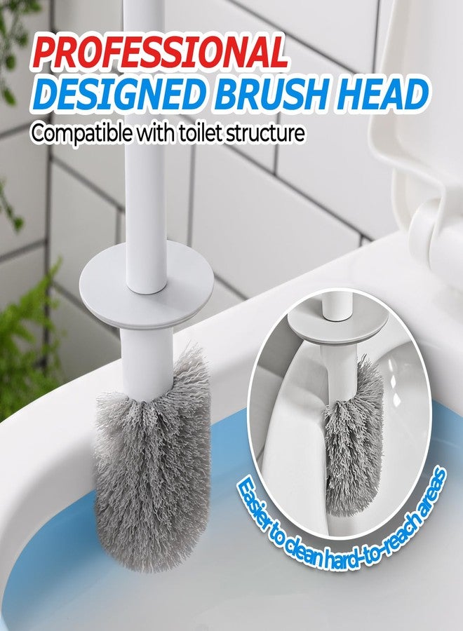 FORASTO Toilet Bowl Brush and Holder Set - Toilet Scrubber Brush,Cleaning Brush,Bathroom Decor,Household Essentials,Cleaning Supplies,White - Image 2