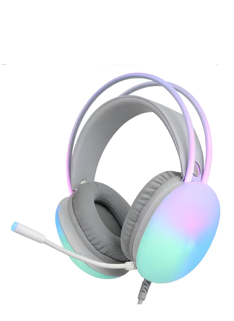 Generic XTRIKE ME GH-511 Transparent Backlit Gaming Headset with RGB - 50mm Stereo Sound, Omnidirectional Microphone, USB + 3.5mm Interface-GRAY  - Image 1