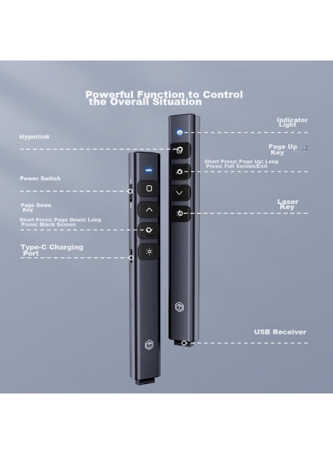 JD.com Jd Original Metal Page-turning Pen, 100-meter Remote Control For Teachers' Ppt Projection, Laser Pointer, Presentation Pointer, Wireless Presentation Page-turning Device, Electronic Teaching Pointer [red Light Metal Rechargeable Model] - Image 3