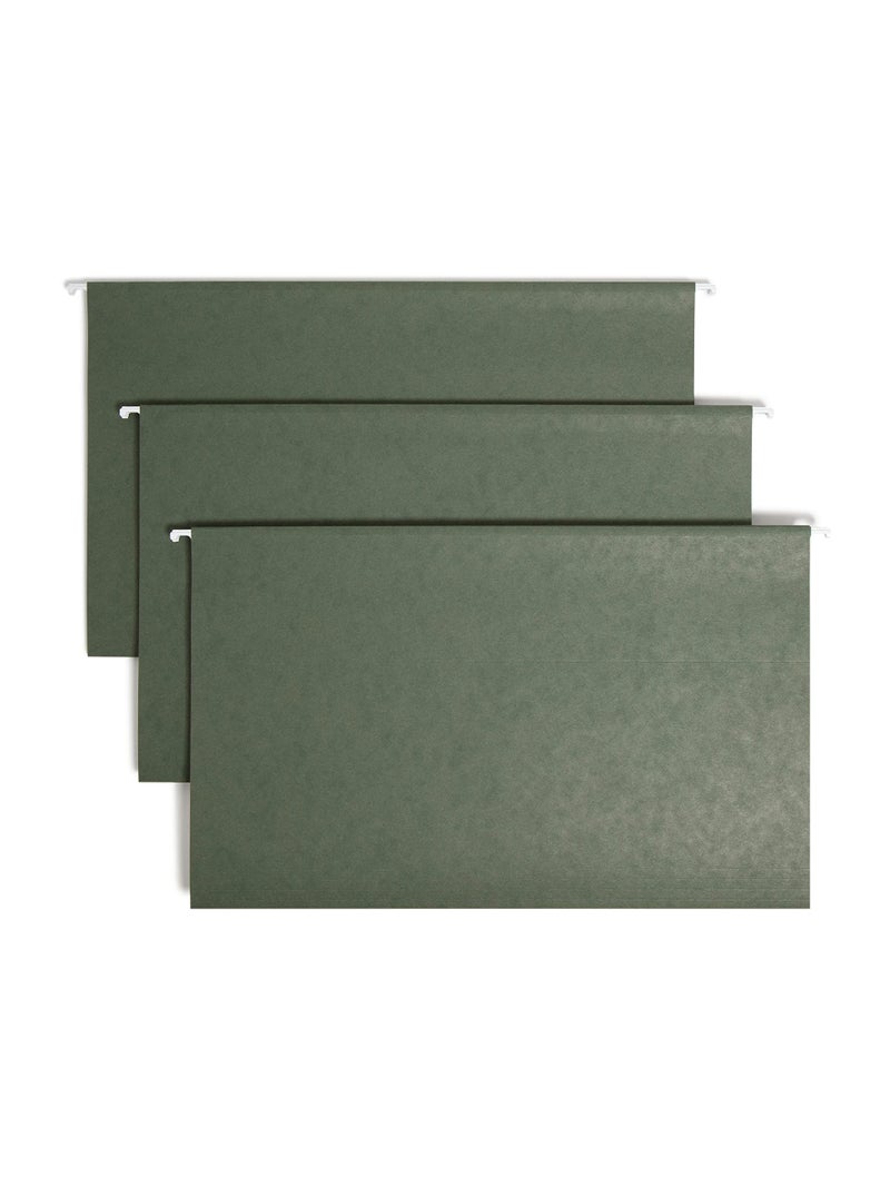 Smead TUFF Hanging File Folder with Easy Slide Tab, 1/3-Cut Sliding Tab, Legal Size, Standard Green, 20 per Box (64136, Rod Color May Vary) - Image 1