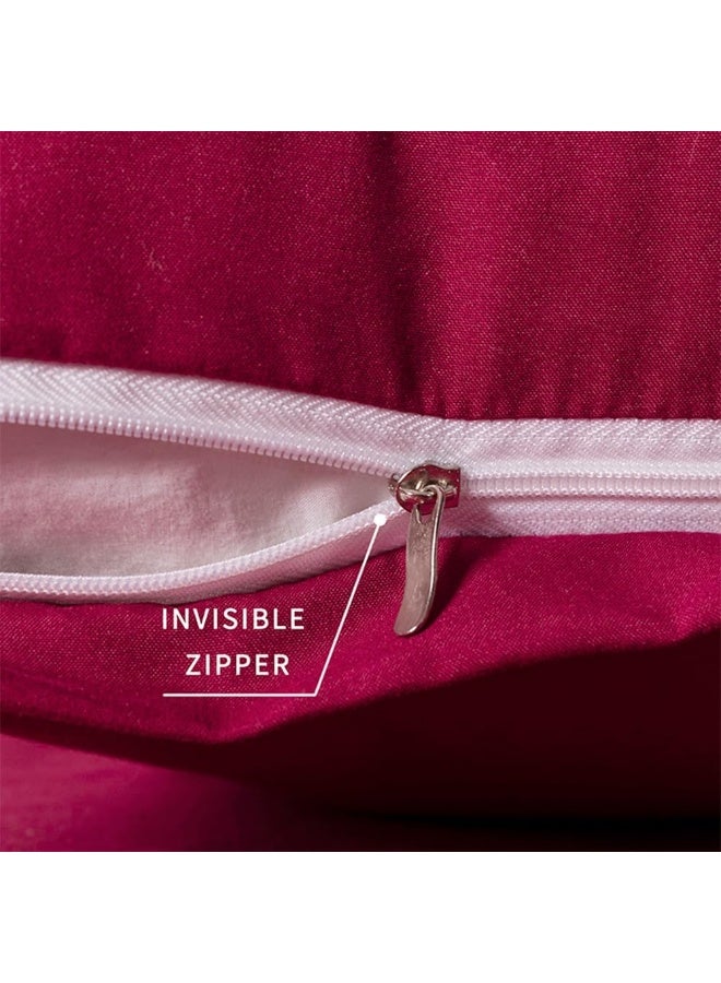 NookZuzu 2 Pack Microfiber Queen Zipper Pillowcases, Soft Comfortable Not Shrink Wine Red Pillow Case, Breathable Pillow Cases Set of 2 (20x30 Inches) - Image 3