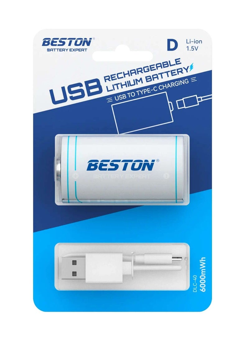 بيستون BESTON USB TYPE-C بطارية ليثيوم قابلة للشحن 1.5 فولت حجم D – حزمة 0F 2 - Image 1