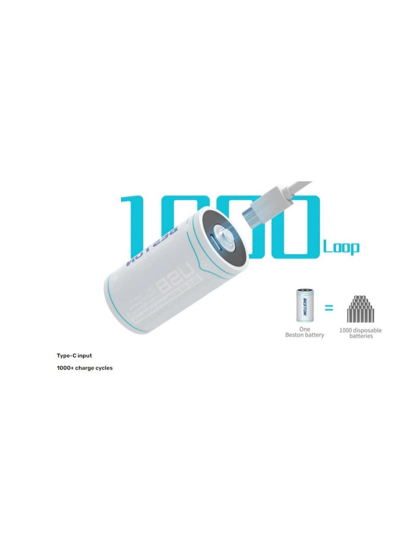 بيستون BESTON USB TYPE-C بطارية ليثيوم قابلة للشحن 1.5 فولت حجم D – حزمة 0F 2 - Image 3
