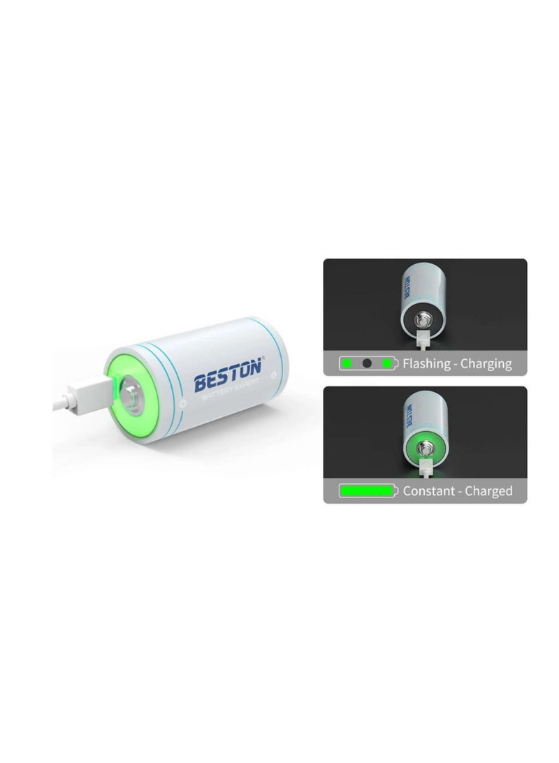 بيستون BESTON USB TYPE-C بطارية ليثيوم قابلة للشحن 1.5 فولت حجم D – حزمة 0F 2 - Image 4