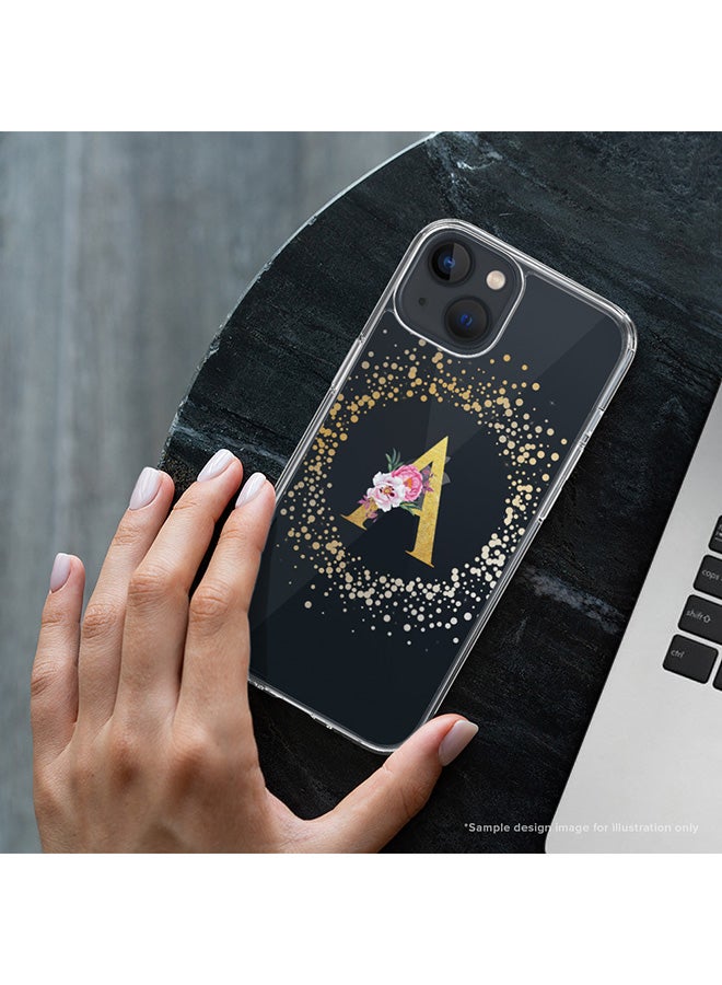 Stylizedd Classic Clear Case For iPhone 14 Pro, Hybrid Soft Case Cover- Custom Monogram Initial Letter Mandala Floral Pattern Alphabet - E(Dark Pink Rose) - Image 2