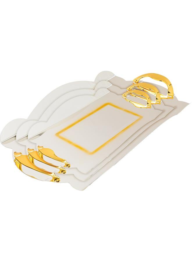 السيف  طقم أغطية فولاذية مستطيلة بيضاء مكون من 3 قطع - Image 1