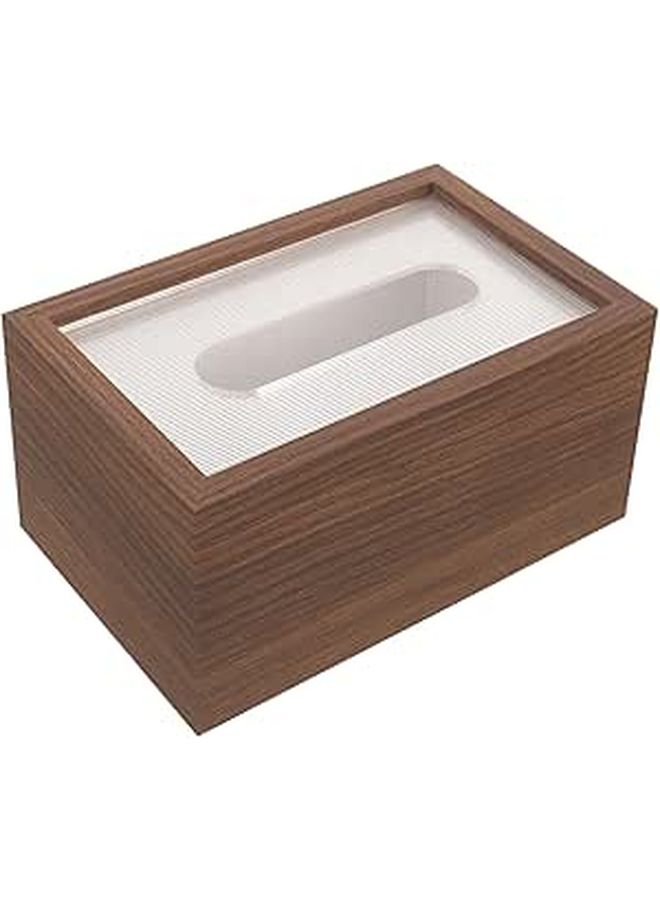 Wooden Napkin Holder Rustic Tissue Box Dispenser Walnut Grain Design For Tabletop Organization Elegant Functional Home Office Use - Image 1