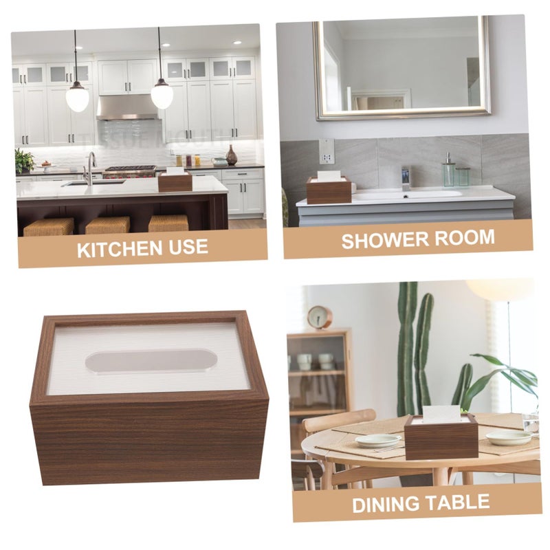 Wooden Napkin Holder Rustic Tissue Box Dispenser Walnut Grain Design For Tabletop Organization Elegant Functional Home Office Use - Image 5