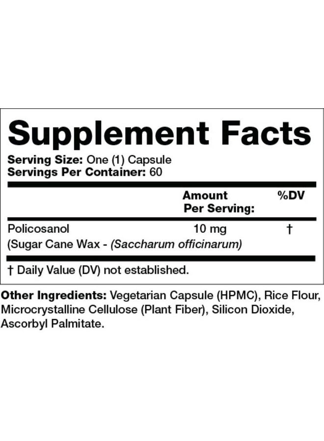 Olympian Labs Policosanol 10mg Vegetarian Capsules, Supporting Heart and Circulatory Health - 60 Count - Image 2