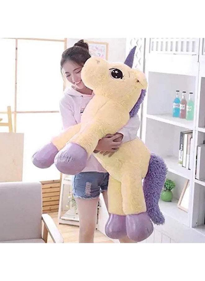 Besties Besties Big Size Funny Unicorn Stuffed Animal Plush Toy,90CM Certified by CE, ISO 100% Safe for Kids 90CM (Beige).Made in India  - Image 2