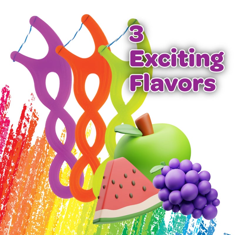 GUM Crayola Twistables Kids Flossers with Fluoride - Designed for Little Hands - Three Fun Fruit Flavors - Easy to Use Kids Floss Picks for Children Ages 3+, 90 Count - Image 4