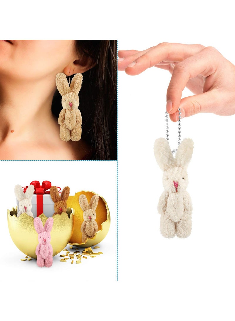 8Pieces Mini Plush Rabbit and Bears Doll Soft Stuffed Animal Toys - Image 5