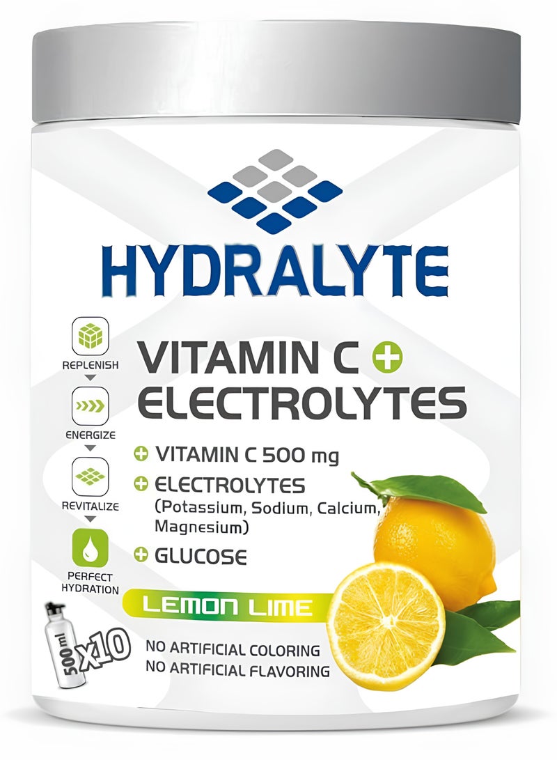 Hydralyte VITAMIN C 500 mg + ELECTROLYTES + GLUCOSE LEMON LIME 200 gm - Image 1