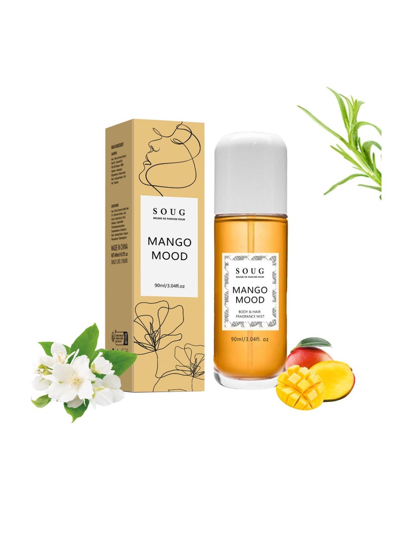 SYOSI Vanilla Perfume Spray, Long Lasting Body & Hair Fragrance Mist, Eau De Toilette Spray, Multi-Use Vanilla Body Mist for Women & Girls, Vanilla, Moonstone, Mango, Dragon fruit, Amber (Mango) - Image 1