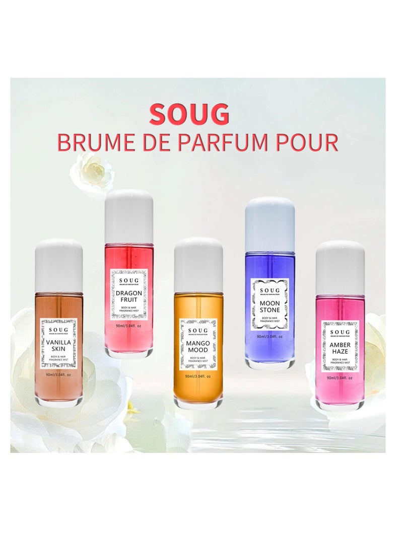 SYOSI Vanilla Perfume Spray, Long Lasting Body & Hair Fragrance Mist, Eau De Toilette Spray, Multi-Use Vanilla Body Mist for Women & Girls, Vanilla, Moonstone, Mango, Dragon fruit, Amber (Mango) - Image 4