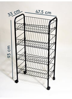 Generic MultiPurpose Black Trolley - 4 Baskets - 47.5*93*33  - Image 2