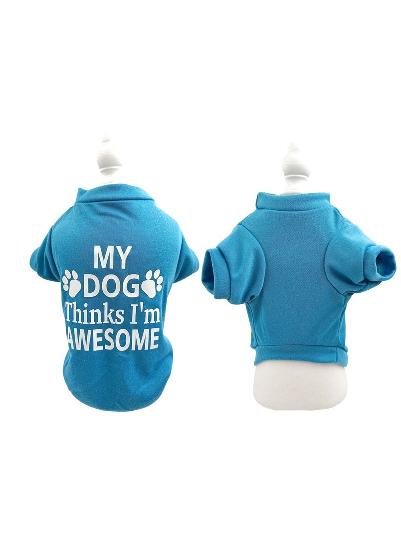 Loquat Squality Pet Summer Dog Clothes Cotton English Printed Tank Top T-shirt Blue - Image 2