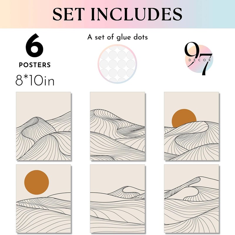 97 Decor 97 Japandi Home Decor - Minimalist Japanese Wall Art, Mountain Line Art Boho, Posters and Decorations, Rising Sun Bedroom Print (8x10 Unframed) - Image 2