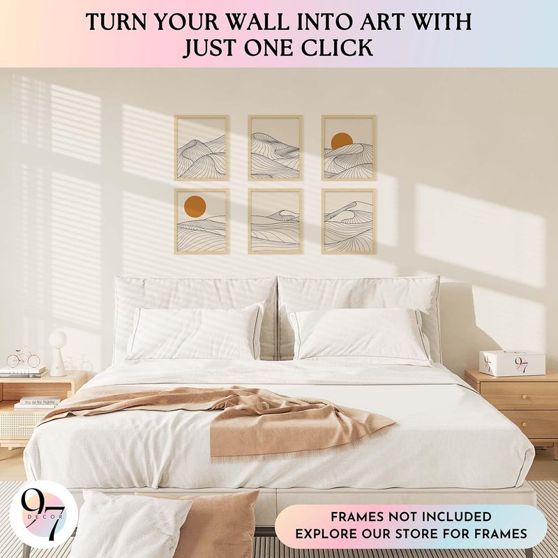 97 Decor 97 Japandi Home Decor - Minimalist Japanese Wall Art, Mountain Line Art Boho, Posters and Decorations, Rising Sun Bedroom Print (8x10 Unframed) - Image 3