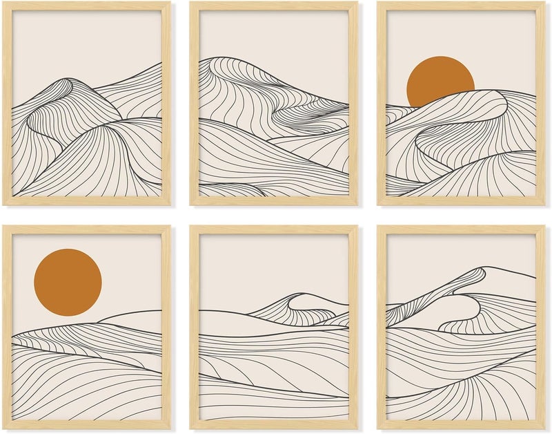 97 Decor 97 Japandi Home Decor - Minimalist Japanese Wall Art, Mountain Line Art Boho, Posters and Decorations, Rising Sun Bedroom Print (8x10 Unframed) - Image 1