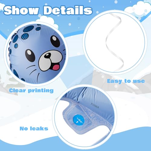 LaRandom 108 Pcs Winter Party Decorations Polar Bear Penguin Seal Christmas Balloon Arch Garland Kit Blue White Silver Foil Latex Balloons for Winter Christmas Baby Shower Birthday Party Decorations - Image 5
