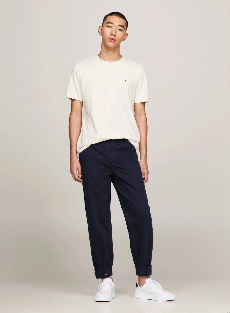 TOMMY HILFIGER Textured Featuring a Crew Neck T-Shirt -  Pure organic slub cotton,