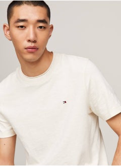 TOMMY HILFIGER Men's Textured Featuring a Crew Neck T-Shirt -  Pure organic slub cotton, Beige  - Image 4