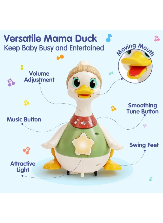 عام ألعاب أطفال 6-12 شهر: بطة موسيقية راقصة مع أمها ودمى وقت البطن، أوضاع الزحف والتفاعل هدايا عيد الميلاد للطفلة والطفل بعمر سنة. - Image 4