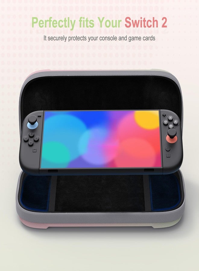 STARTRC GAMES Hard Carrying Case for Nintendo Switch 2, Travel Case Shell Pouch with 12 Games Cartridges, Protective Case for Switch 2 Console & Games Accessories Pink & Green - Image 2
