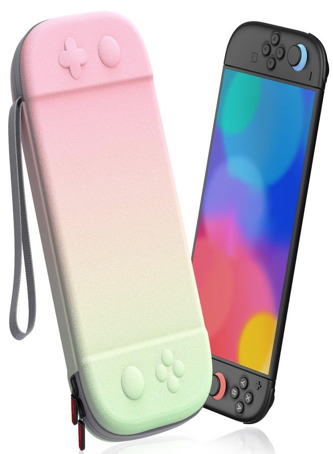 STARTRC GAMES Hard Carrying Case for Nintendo Switch 2, Travel Case Shell Pouch with 12 Games Cartridges, Protective Case for Switch 2 Console & Games Accessories Pink & Green - Image 1