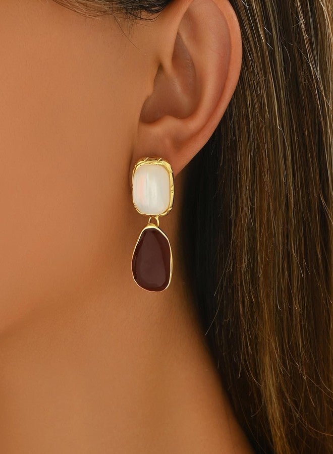 Shejuety Drop Earrings for Women, resin earrings Geometric Minimalist Design, Gold Tone Alloy, Lightweight Pendant Earrings Fashion Earaccessory Gifts - Image 3