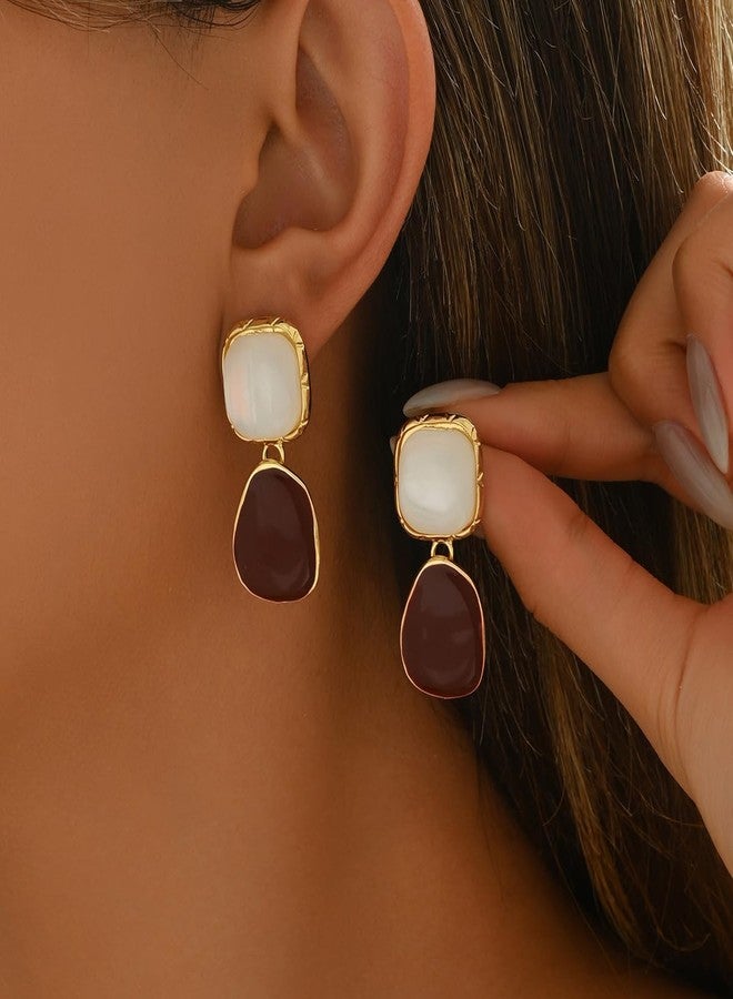 Shejuety Drop Earrings for Women, resin earrings Geometric Minimalist Design, Gold Tone Alloy, Lightweight Pendant Earrings Fashion Earaccessory Gifts - Image 2