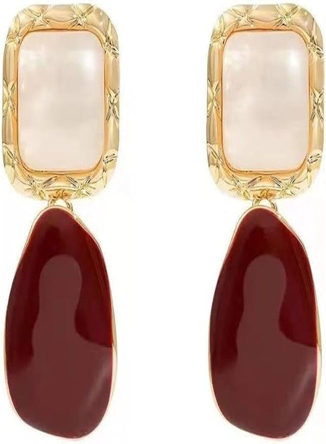 Shejuety Drop Earrings for Women, resin earrings Geometric Minimalist Design, Gold Tone Alloy, Lightweight Pendant Earrings Fashion Earaccessory Gifts - Image 1