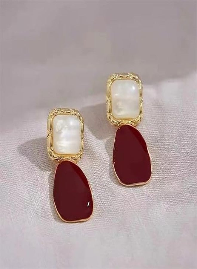 Shejuety Drop Earrings for Women, resin earrings Geometric Minimalist Design, Gold Tone Alloy, Lightweight Pendant Earrings Fashion Earaccessory Gifts - Image 4