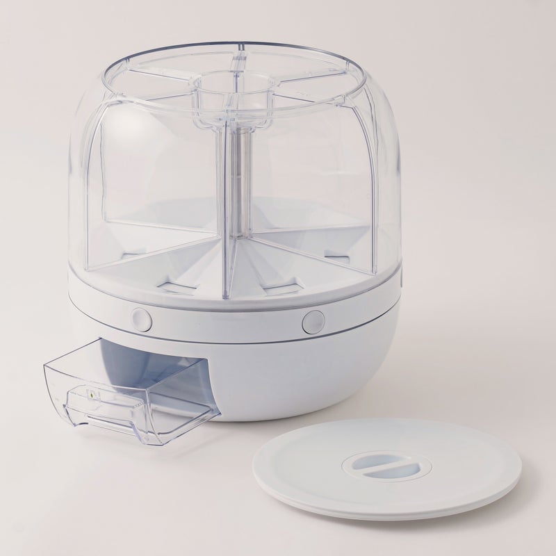 ALBERTO موزع حبوب متعدد من ألبرتو بلاستيك مع غطاء دوار، أبيض 11 كجم - Image 2