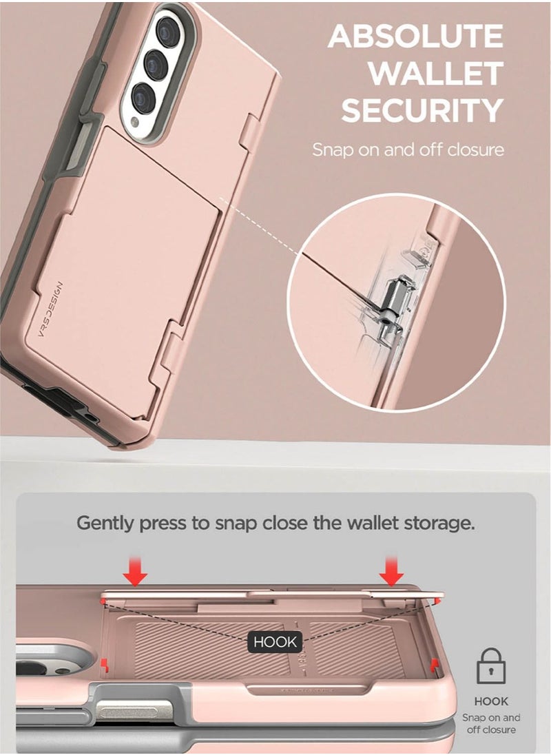 VRS Design - Terra Guard Modern GO [Hinge Protection] for Samsung Galaxy Z Fold 4 Case Cover with [2 Card Holder Compartment] & Front Screen Protector - Pink Sand - Image 1