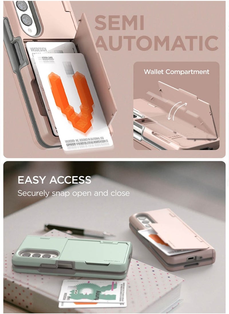 VRS Design - Terra Guard Modern GO [Hinge Protection] for Samsung Galaxy Z Fold 4 Case Cover with [2 Card Holder Compartment] & Front Screen Protector - Pink Sand - Image 1