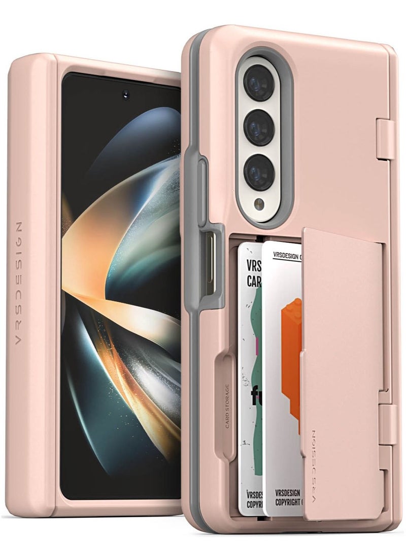 VRS Design - Terra Guard Modern GO [Hinge Protection] for Samsung Galaxy Z Fold 4 Case Cover with [2 Card Holder Compartment] & Front Screen Protector - Pink Sand - Image 1