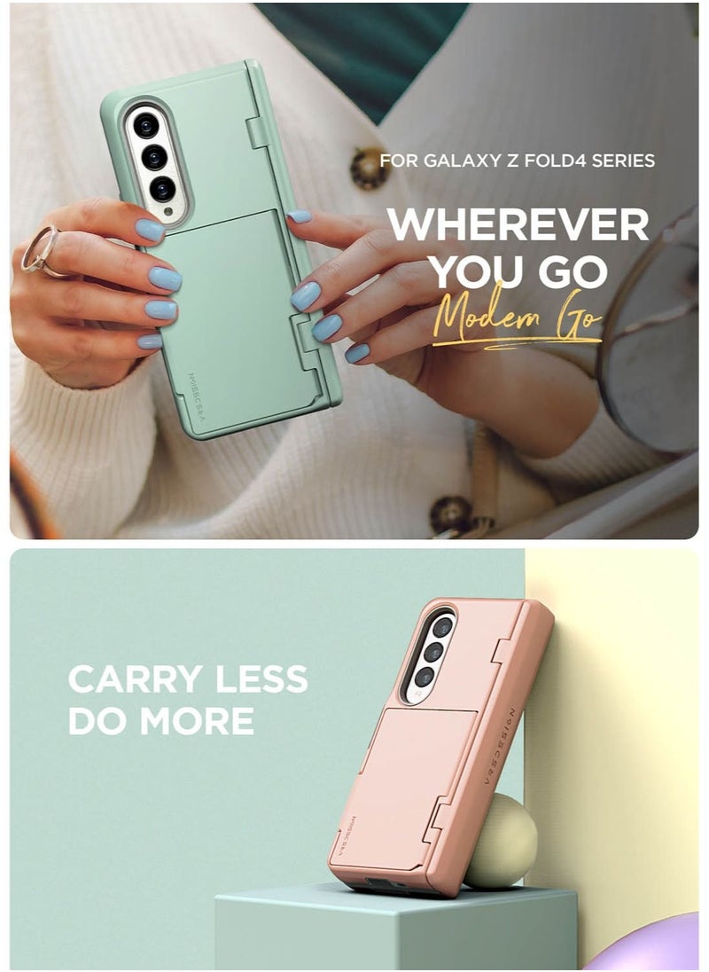 VRS Design - Terra Guard Modern GO [Hinge Protection] for Samsung Galaxy Z Fold 4 Case Cover with [2 Card Holder Compartment] & Front Screen Protector - Pink Sand - Image 1