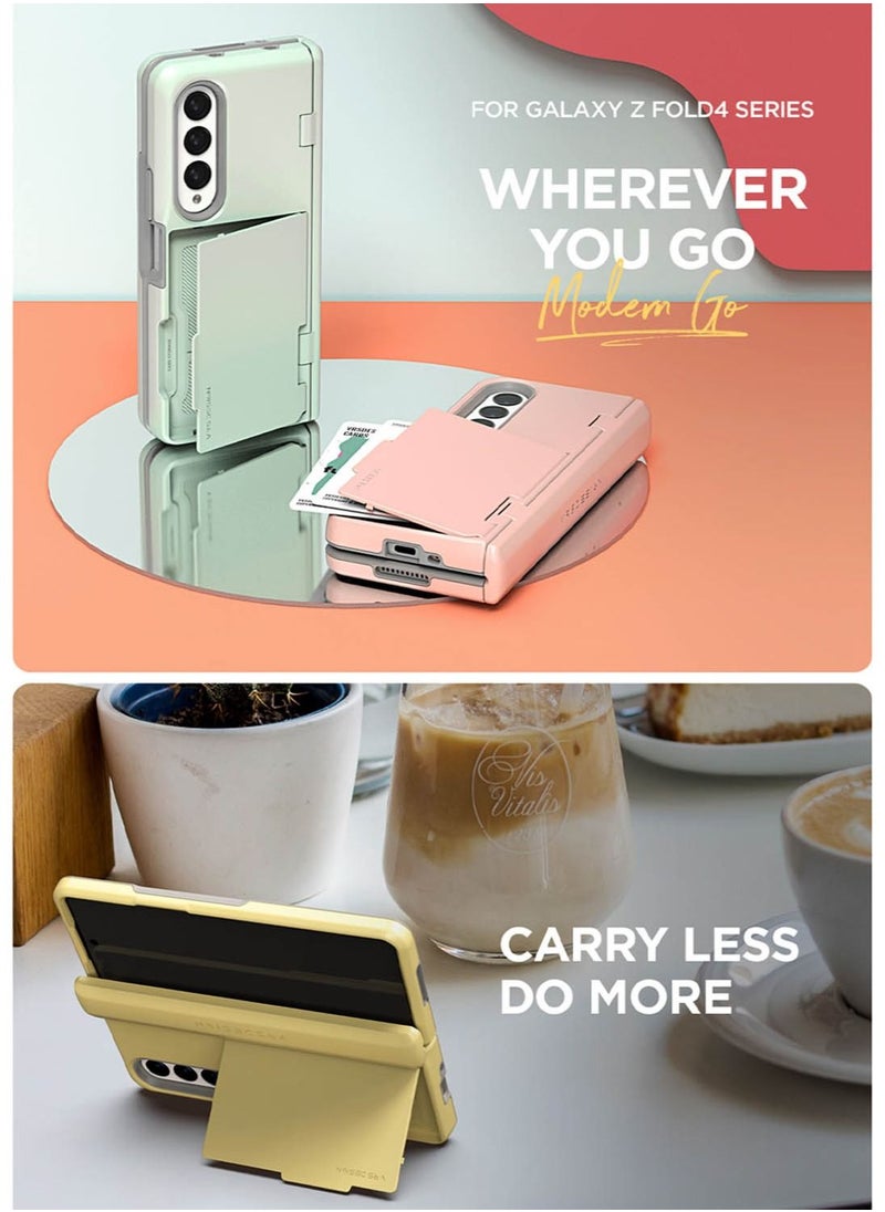 VRS Design - Terra Guard Modern GO [Hinge Protection] for Samsung Galaxy Z Fold 4 Case Cover with [2 Card Holder Compartment] & Front Screen Protector - Pink Sand - Image 1